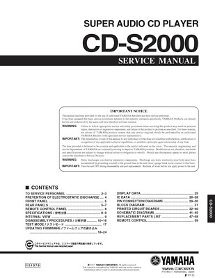Service Manual-Anleitung für Yamaha CD-S2000 