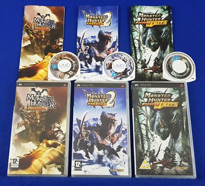 psp MONSTER HUNTER FREEDOM x3 Games 1 + 2 + Unite REGION FREE PAL