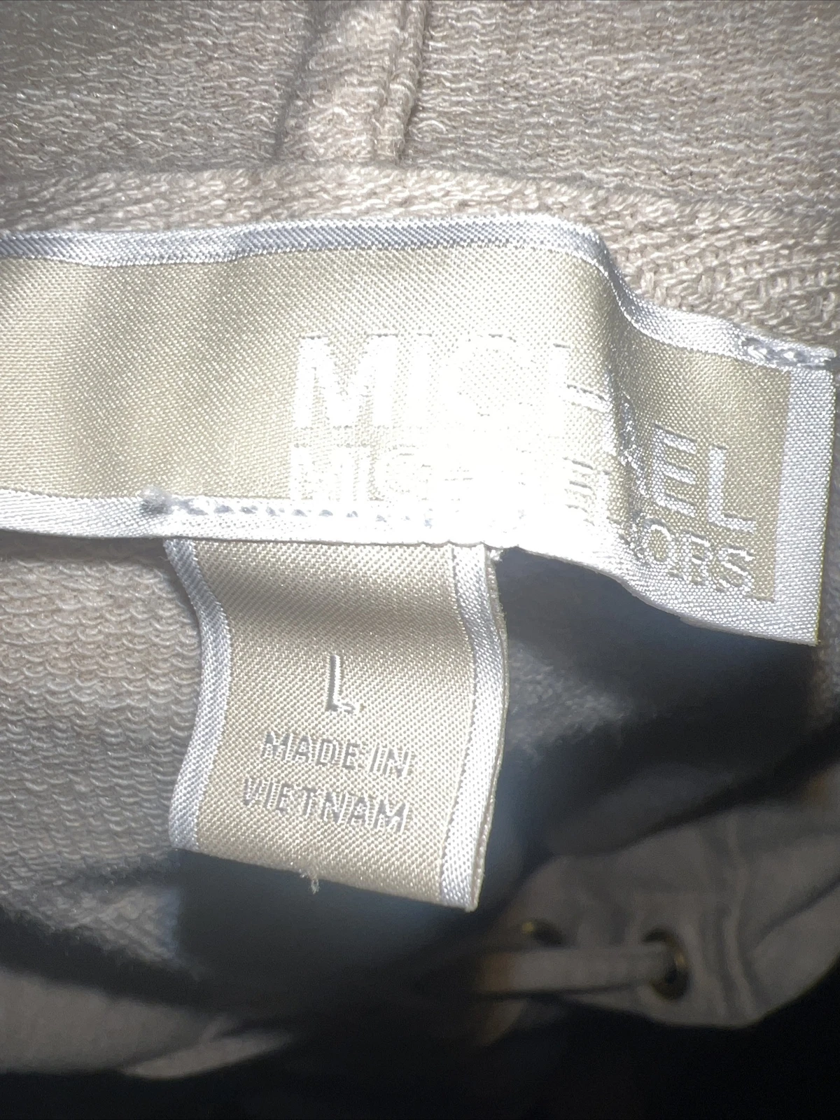Felpa con cappuccio Michael Kors logo MK beige stringata donna taglia large