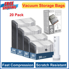 20 Pack Travel Vacuum Storage Bags With Rechargeable Electric Pump, Compression