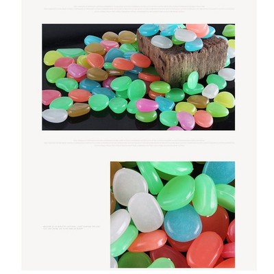 50 Pcs Mixed Color Luminous Pebble Stones Cobblestones for Fish Tank Gravel