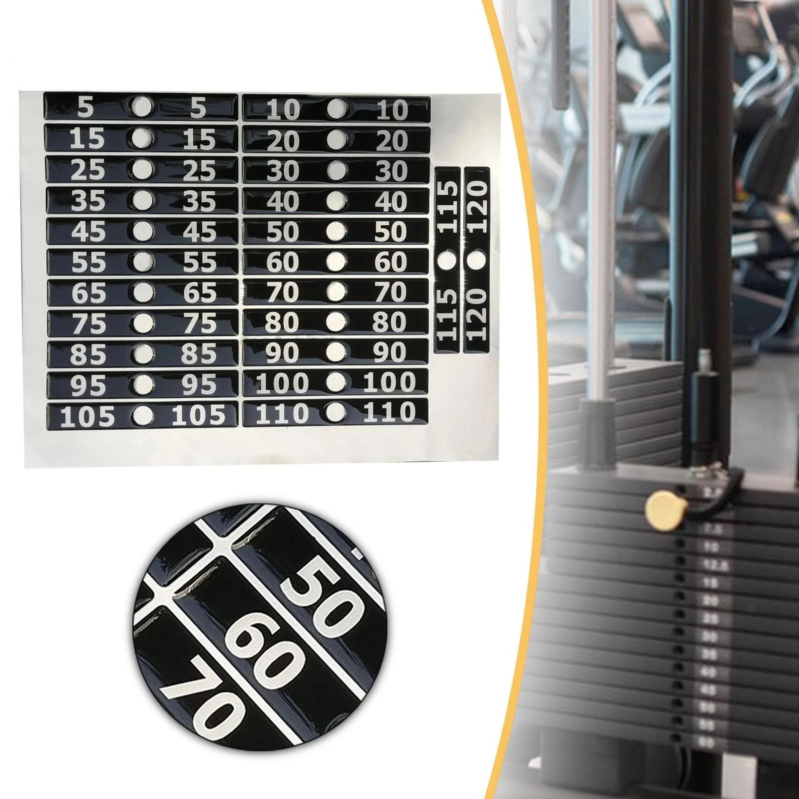 Weight Stack Labels 5-120 Decals Number Stickers Tags Weight Stickers for