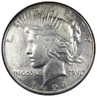 1924-S Peace Dollar AU+ Almost UNC Details Cleaned A2914