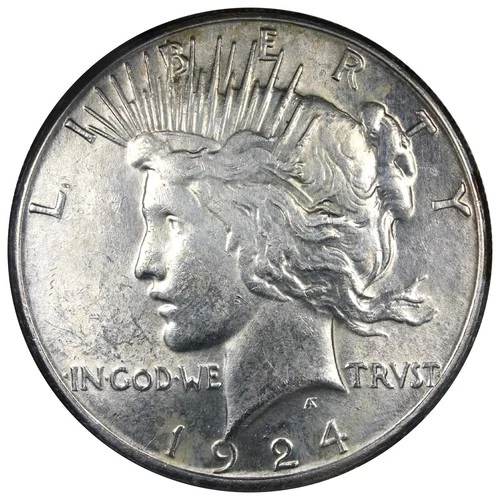 1924-S Peace Dollar AU+ Almost UNC Details Cleaned A2914