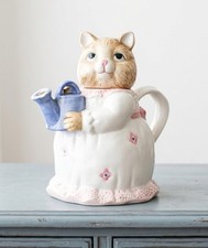 Théière chat barbotine céramique vintage