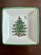 4 Spode Christmas Tree 3” Square Mini Dish Set NWT