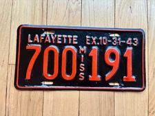 1943 Mississippi Repainted License Plate