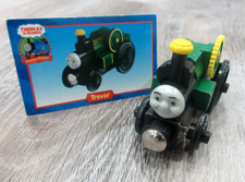 Thomas Friends Wooden Railway Trevor Engine Toy Train With Collector Card VGUC