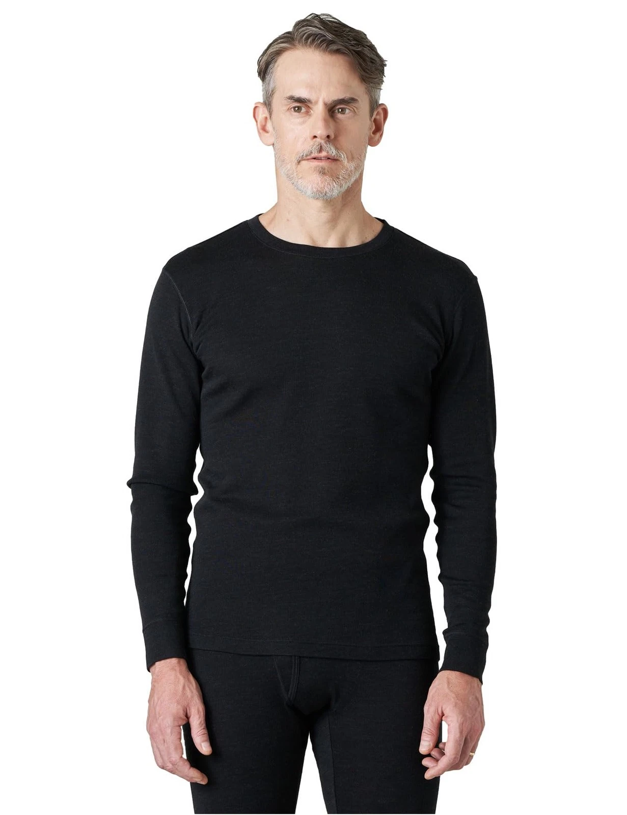LAPASA 100% Merino Wool Men's Base Layer Top S, Heather Black (Midweight)