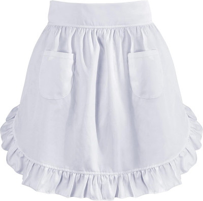 White Waist Aprons for Women with Pockets Kitchen Cooking Waitress Maid Apron Vi