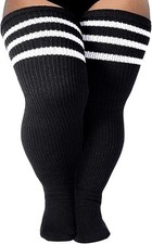 Womens Plus Size Long Thigh High Socks for Thick Thighs Leg Warmer w/Garter Belt