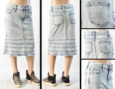 Little Girls Stretch Denim Skirt calf length snow wash ruffle RK-79475