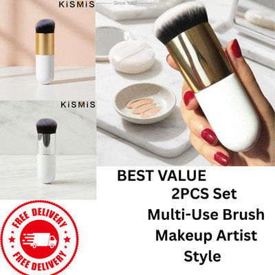 Kabuki Makeup Brush Set 2PCS Flat Foundation Blush Contour Face Powder Tool