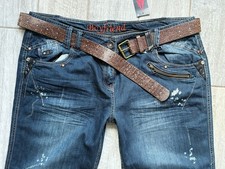 Next Ladie The Boyfriend slouch jeans belted distress size 18 R W38 L31 Y2K navy