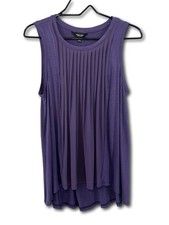 Simply Vera Wang Women's Pleated Tank Top Purple Size PL Sleeveless Shirt