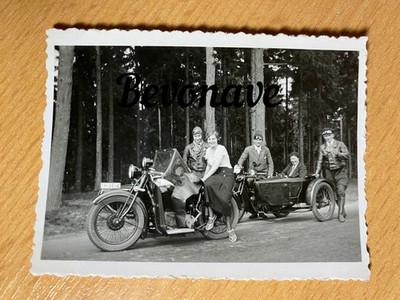 Foto Motorrad NSU 501 TS + Indian Chief u. Seitenwagen original 1934 Laacher See