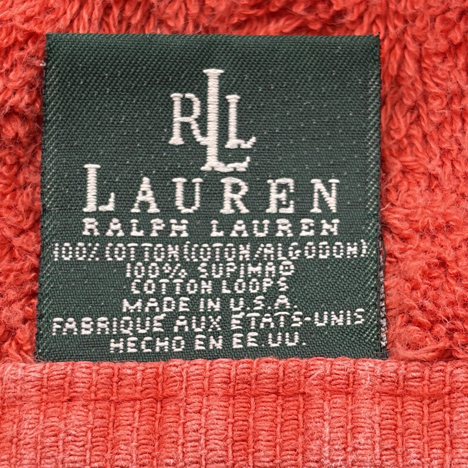 Vtg Ralph Lauren Home Coral (1) Bath Towel 31 X 55  in MADE IN USA thumbnail 2