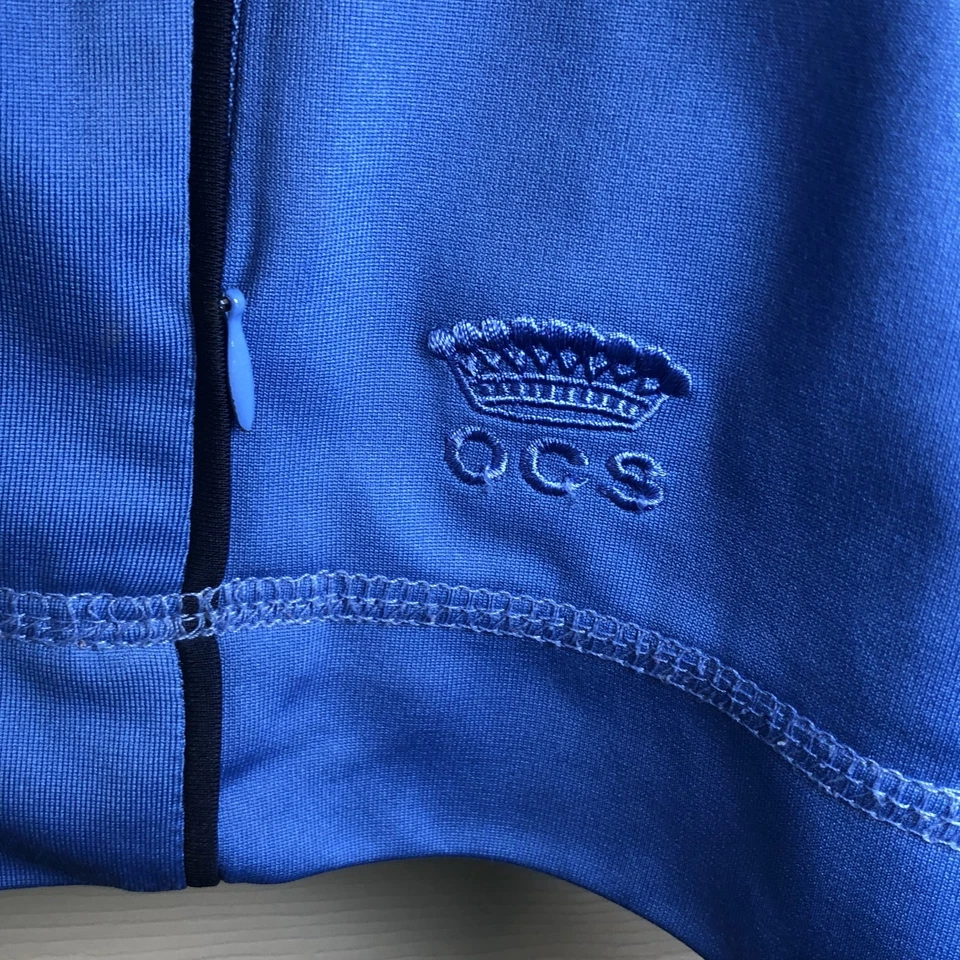 OLEG CASSINI SPORT Sz L синий молнии разминки трек костюм куртка белая полоса - Изображение 2 из 4