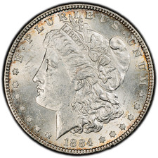1884-P PCGS MS62 VAM 2A, Partial E Rev (Hot 50) Morgan Dollar w/ Colorful Edges