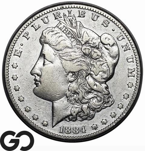1884-S Morgan Silver Dollar Coin, Choice XF Better Date San Francisco Issue