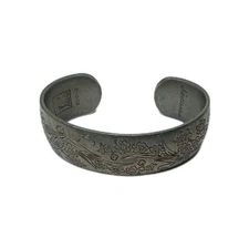 Vtg Kirk Stieff Pewter Cuff Bracelet Flowers Narcissus 900-12 Signed Etched
