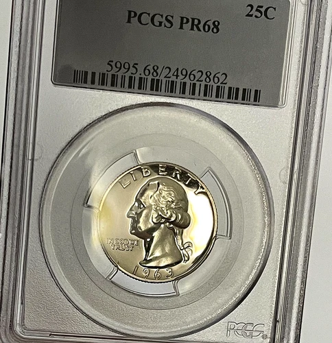 1963 Washington Proof Quarter PCGS PR68 BU GEM