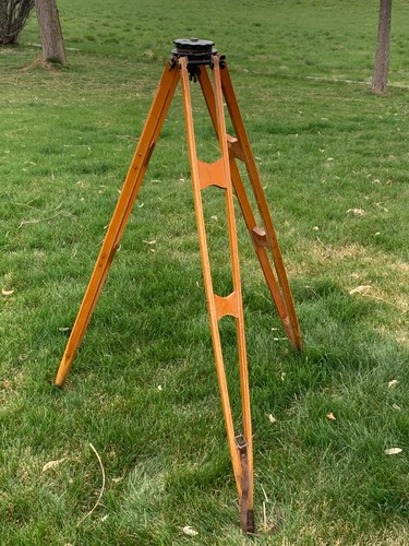 K&E Vintage Survey Tripod Brass Wood 5/8-11 Utah State Ag. College Pre-1957