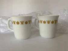 Vintage Pair of Corning Ware Butterfly Gold Mugs, Antique Corningware