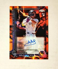 Adael Amador 2025 Topps Chrome RC AUTO ORANGE/Black Lava REFRACTOR 05/35 Raw z6
