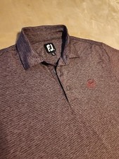 NEW Footjoy mens polo golf shirt LARGE Red Gray stripe short sleeve