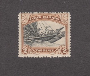 British COOK ISLANDS 1944. Double Canoe Boat. Sc# 118 MH OG