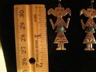 HANDMADE NATIVE AMERICAN STERLING SILVER & TURQUOISE DANGLE EARRINGS — photo 3