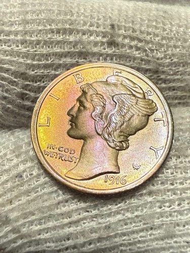 * 1916-P FSB * PRISTINE+ GEM BU MS MERCURY SILVER DIME *FROM ORIGINAL COLLECTION
