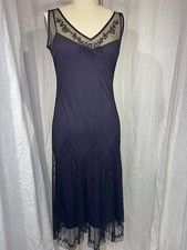 Vintage Y2k Purple & Black Beaded Flapper Dress