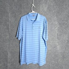 Peter Millar Summer Comfort Polo Mens XL Blue Striped Short Sleeve MS15EK15 Logo