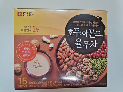 Damtuh Korean Walnut Almond Adlay Tea Mix 18g x 15 Sticks Roasted Nutty Drink