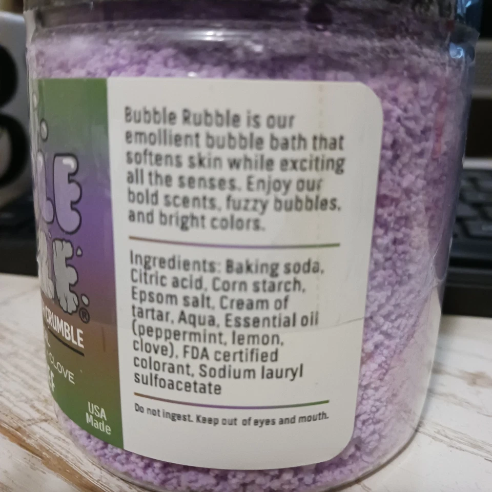 BUBBLE RUBBLE EMOLLIENT BUBBLE BATH CRUMBLE HEAD RELIEF PEPPERMINT LEMON CLOVE - Image 2 of 2