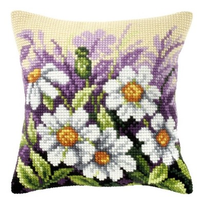 Orchidea Cushion cross stitch kit White flowers on meeadow 9122