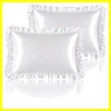 Silky Satin Ruffled Pillow Cases for Hair and Skin,White Silk Pillowcases Que...