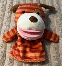 EVRIHOLDER PLUSH STRIPED DOG HAND PUPPET PRETEND PLAY TOY-EUC!