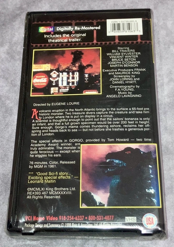 Gorgo VHS (1961) Clamshell Widescreen 1998 Release Brand New Factory Sealed - Image 4 of 4