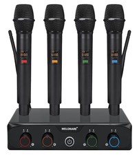 4-Channel Wireless Microphone System, UHF Compact Cordless Mic Set w/ 4x10