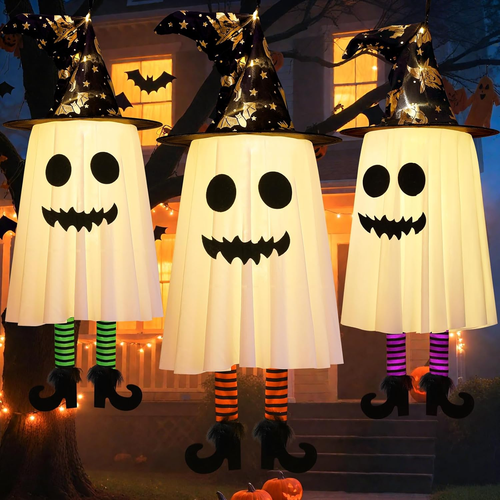 3 Packs Halloween Hanging Ghosts Decorations Outdoor Indoor, Spooky Glowing Ghos - Picture 12 of 13