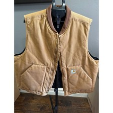 Carhartt V01 BRN Duck Vest Arctic Quilt Lined Brown Canvas Mens 2XL Regular