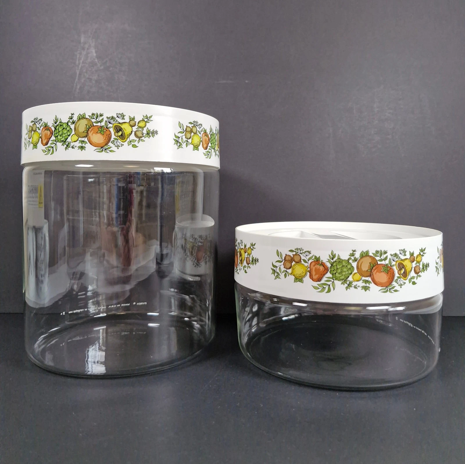 2 Corning Ware Pyrex Spice Of Life Glass Storage Jars Canisters With Lids
Opens in a new window or t