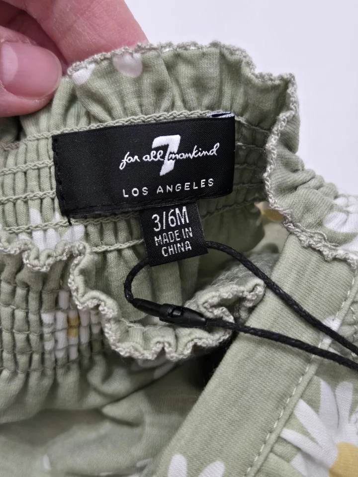 Seven for All Mankind 连体裤 婴儿 女孩 3/6 个月 绿色雏菊  — 第 4/4 张图片