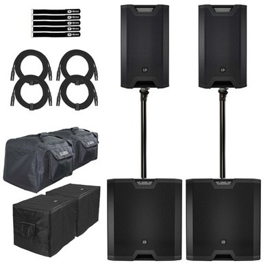 LD Systems ICOA 12 A BT Bluetooth Powered Speakers Pair, Dual 18'' Subwoofers