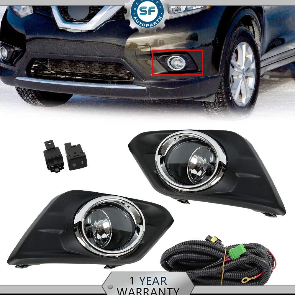 Pair Smoke Lens Fog Lights + Bezels + Switch For 2014-2016 Nissan Rogue – Halogen H11
