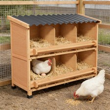 Wooden Nesting Box with Perch - Chicken Egg Laying Box for Coop, Easy Clean