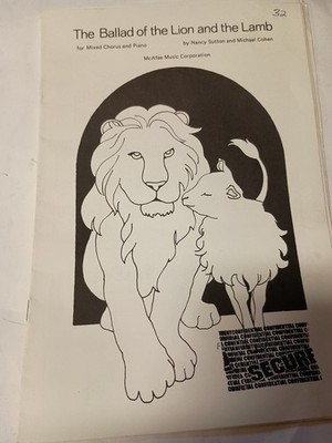 The Ballad of the Lion and the Lamb for Mixed Chorus & Piano 1974 Sheet Music G1